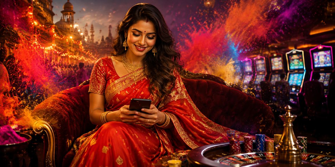 Indian woman playing casino games on mobile device